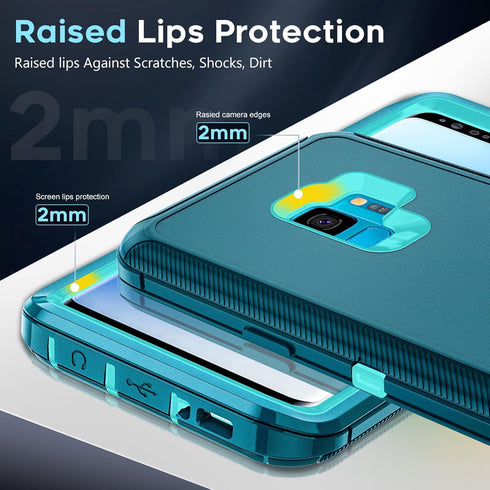 LeYi Compatible for Galaxy S9 Case, 3 in 1 Full Body Shockproof Rubber Dustproof Rugged Defender Protection Case (Teal