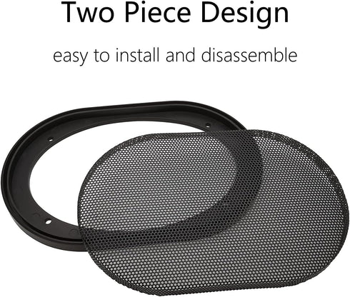 4" x 6" Speaker Grill Covers, Car Subwoofer Guard Protector, ABS Plastic Frame with Metal Mesh, Black - 2Pcs