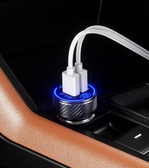 ?2Pack? USB Car Charger Adapter, Dual USB Port 5V/4.8A Charge Car Phone Charger with Blue LED & Touch Switch for iPhone