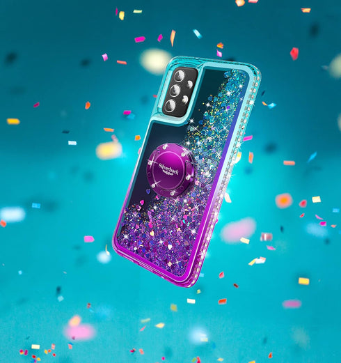 Silverback Bling Holographic Sparkle Case for Galaxy A52 5G / A52s 5G, Diamond Ring Protective Cover, Purple