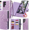 Varikke Wallet Case for Galaxy S22 Ultra - Detachable Card Holder with Glitter Leather Strap, Magnetic Flip Cover.