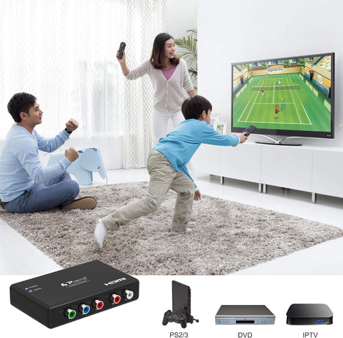 Portta Component to HDMI Converter with HDMI Cable, RGB to HDMI Adapter for PS2, PS3, Xbox 360