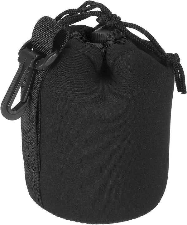 PATIKIL Camera Lens Bag, 3.3" IDx5.5 H Drawstring Pouch with Thick Neoprene, Lens Case for DSLR, Water Coffee Cups Black