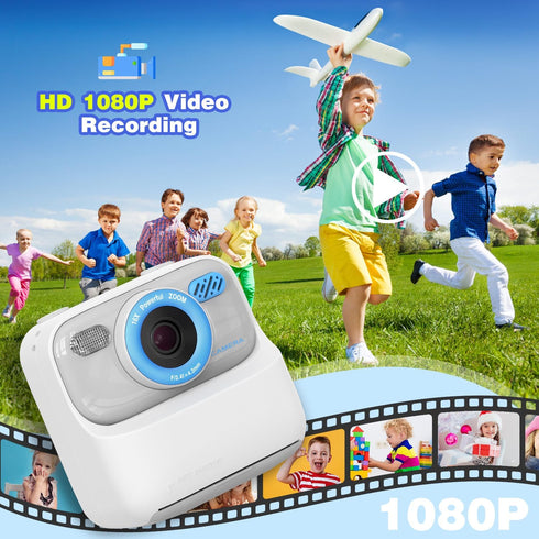 masterbee Instant Print Kid Camera, 1080P HD Video, Birthday Gifts for Boys and Girls, Digital Camera Toys, White