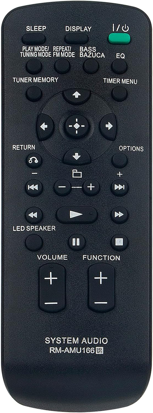 RM-AMU166 Replacement Remote for Sony Home Audio - Fits RDH-GTK37iP, FST-GTK17iP, FST-GTK37IP, GTK-X1BT