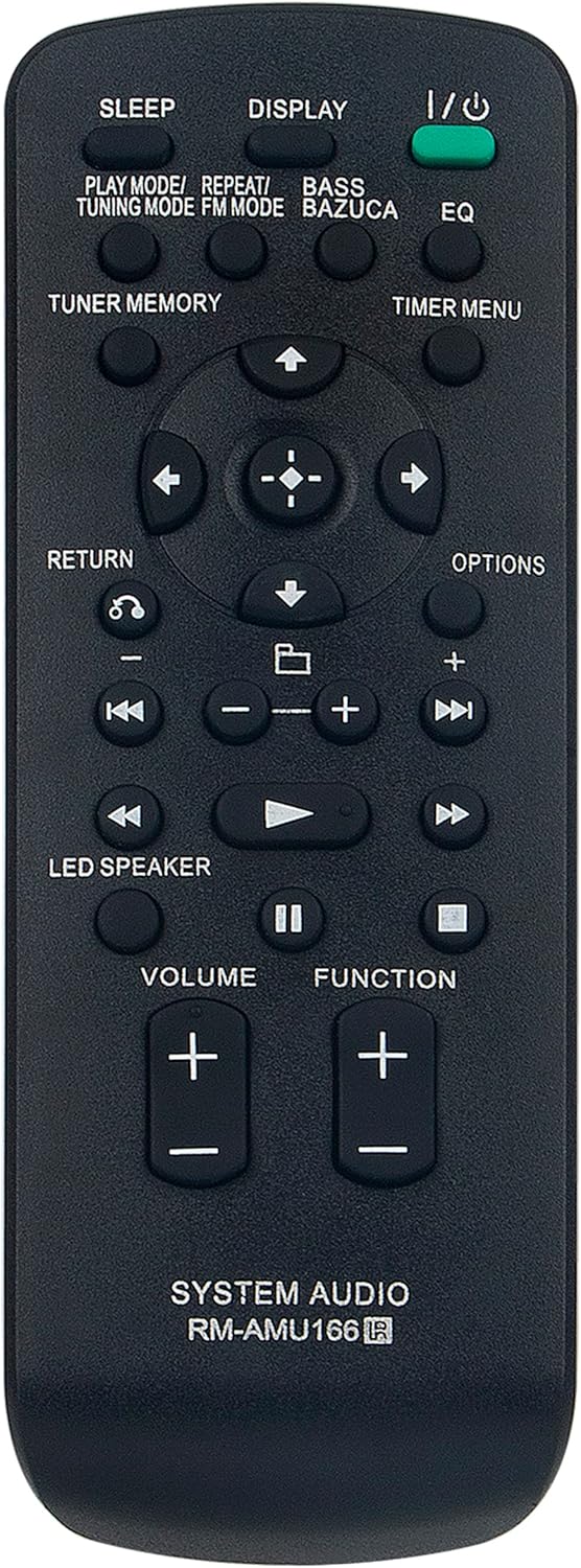 RM-AMU166 Replacement Remote for Sony Home Audio - Fits RDH-GTK37iP, FST-GTK17iP, FST-GTK37IP, GTK-X1BT