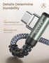 AINOPE 1.5FT USB C to USB C Cable - 60W Fast Charging, Nylon Braided, Ideal for iPhone 15 Pro Max, Samsung, Travel.