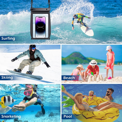 Large Floating Waterproof Phone Pouch with Sealing Strip, Cell Phone Dry Bag Case for iPhone 15/14/13/12/Pro Max