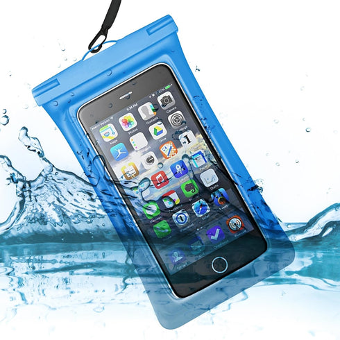 Waterproof Phone Pouch - 3-Pack Floating Clear Cellphone Case for iPhone 15 Pro Max with Neck Cord (Black-Clear-Blue)