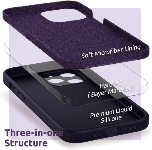 SURPHY iPhone 13 Pro Max Case with Screen Protector, Liquid Silicone Phone Case 6.7 inch 2021, Camera Protection + Soft