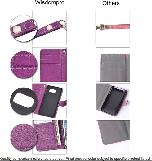 Wisdompro Wallet Case for iPhone 5, 5s, SE 2016, PU Leather Protective Cover with Credit Card Slots, Purple