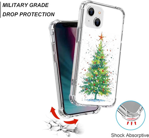 Watercolor Christmas Tree Case Compatible with iPhone 13, Winter Christmas Painting Case for iPhone 13, Unique TPU Protective Phone Case