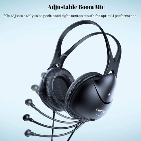 PHILIPS Lightweight Computer Headset with Echo Cancelling Mic for Laptop, Zoom, Skype - 3.5 MM for Home Office & Call