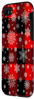iPhone SE (2020) / 7 / 8 Snowflakes on Red Black Winter Christmas Plaid Buffalo Phone Case