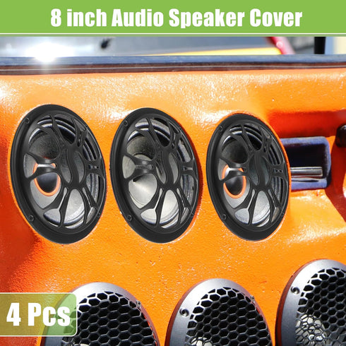 ACROPIX Universal 8" Car Speaker Grills Cover Round 8 Inch Audio Speaker Subwoofer Guard Protector Case with Mounting Screws ABS Black - Pack of 4