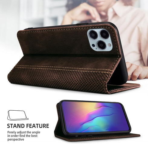Motorola Moto G Stylus 5G (2024) Dark Brown PU Leather Flip Case: Protective Wallet, Stand Function, Card Slot,