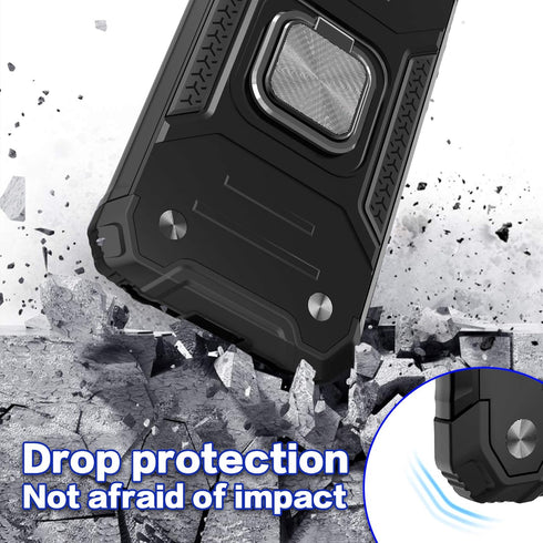 Galaxy A21 Case with Screen Protector, Shock Absorption Heavy Duty Slim Fit with Kickstand, Black