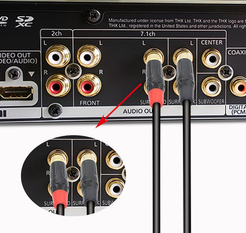 YACSEJAO RCA Male Plug, Gold Plated Audio Video in-Line Jack Adapter, 2 Pack for Multimedia and CCTV