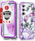 LeYi Dual Layer Exquisite Cute Flower Floral Pattern Full Body Protective Rugged Shockproof Case for Samsung Galaxy