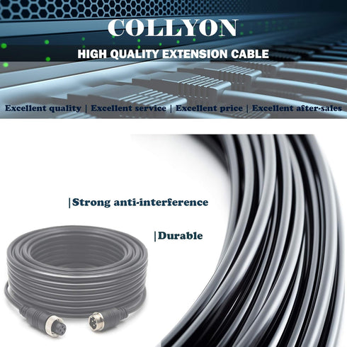 17FT / 5m Backup Camera Cable, 4-pin Aviation Video Extension Cable for Car Video System