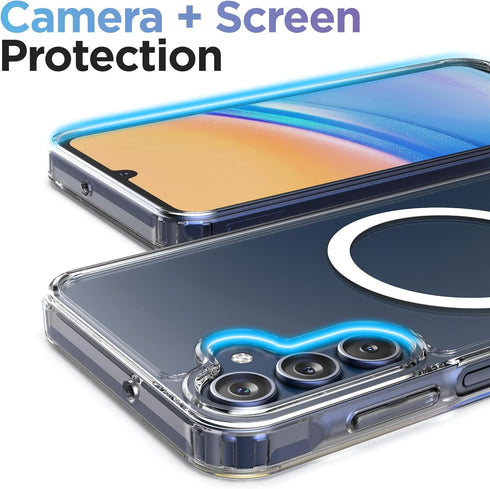 ENCASED 2-in-1 MAG Case for Samsung Galaxy A15 5G, Magnetic Cover with Ring Grip, Clear Silicone Phone Holder