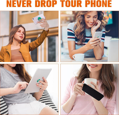Cell Phone Ring Holder Finger Kickstand, 360° Rotation Metal Back Grip, Adjustable Phone Holder Compatible with Most