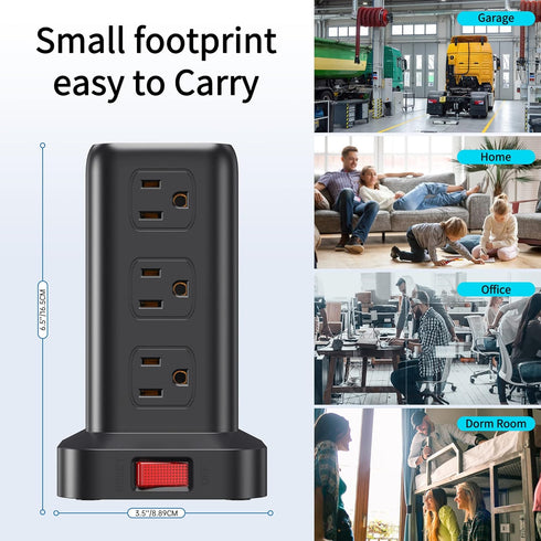 Extension Cord with Multiple Outlets, Surge Protector Power Strip Tower, 12 AC 4 USB, 6.5FT Overload Protection