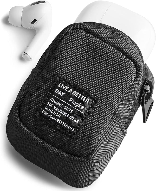 Ringke Mini Pouch Block, Mini Bag for Universal Wireless Ear Buds, Durable Waterproof Keychain Accessories Small Pouch