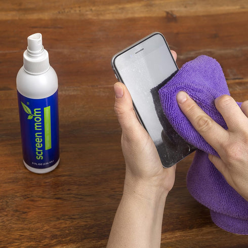 Screen Mom Screen Cleaner Kit for LED & LCD TV, Computer Monitor, Phone, Laptop, and iPad Screens – Includes 8oz Spray
