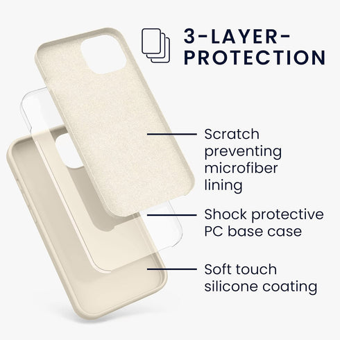 kwmobile TPU Silicone Case Compatible with Apple iPhone 13 - Soft Finish Phone Cover, Cream