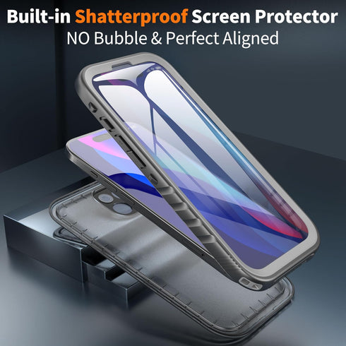 Cozycase iPhone 13 Waterproof Case, Full Body Dustproof Shockproof with Built-in Screen Protector (Black)