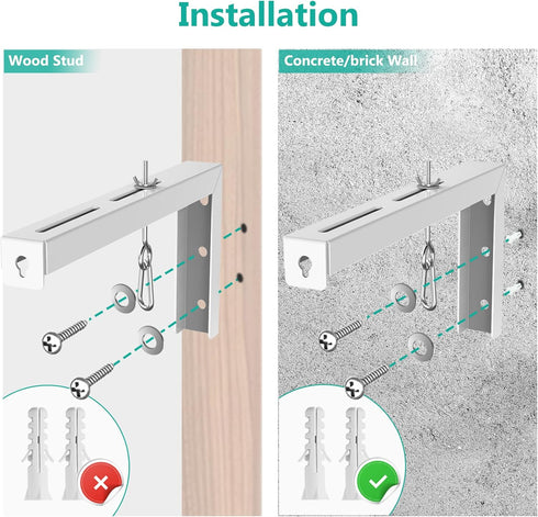 WALI Universal Projector Screen Ceiling Mount, Wall Hanging L-Brackets, 12 Inch Adjustable Extension, White