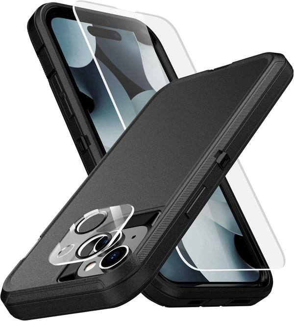 MXX Heavy Duty Case for iPhone 15 Plus (6.7", 2023) - Shockproof, Dustproof, with Tempered Glass & Camera Lens