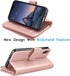 Tekcoo Luxury Wallet Case for iPhone Xs/iPhone X, Rose Gold PU Leather Flip Cover with Detachable Magnetic Hard Case