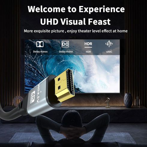 25 4K 18Gbps 2.0, PS5/PS4, FT HDMI Cable, High Speed HDMI Ultra HD, Ethernet, ARC, HDR Compatible with Xbox, HDTV