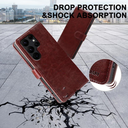 MONASAY Wallet Case for Samsung Galaxy S24 Ultra 5G, RFID Blocking Flip Folio Leather Cover with Credit Card Holder