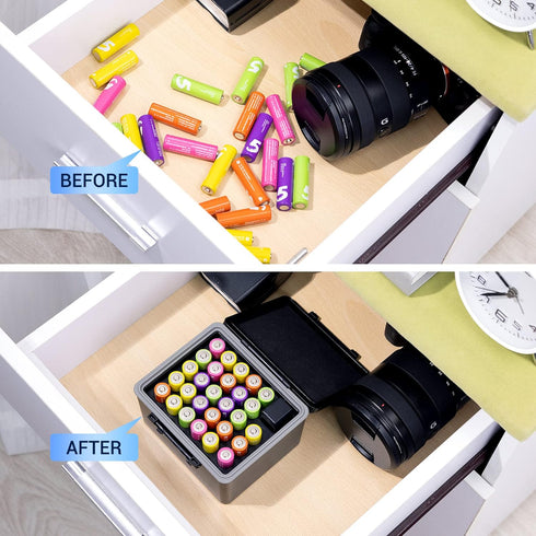 28x Tester,28 /14500 JJC AA Battery Case for AA, AA Battery Storage Case with Detachable Slots AA holder Organizer