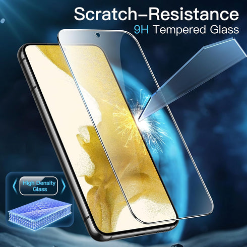 JETech 3-Pack Tempered Glass Screen Protector for Samsung Galaxy S22 5G 6.1", HD Clear, Fingerprint ID Compatible, Easy