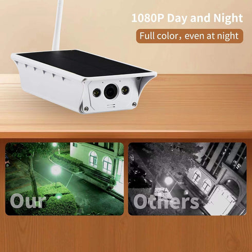 Solar WIFI Camera Outdoor Wireless with AI Detection, High Sensitivity, Wide Angle Starlight Night Vision, Free SD Card