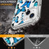 LUHOURI Case for iPhone 13 Mini - Crystal Acrylic Clear with Screen Protector, Slim Fit Floral Blue Butterflies