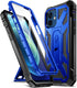 Poetic Spartan iPhone 12/iPhone 12 Pro Case, Full-Body Rugged Dual-Layer Shockproof Cover with Kickstand, Metallic Blue
