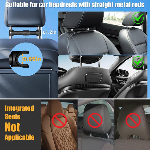 najiaxiaowu 2 Pack Car Tablet Holder, 360° Rotating Adjustable Headrest Mount for 5.5-18.4 Inch Tablets/Phones, Black