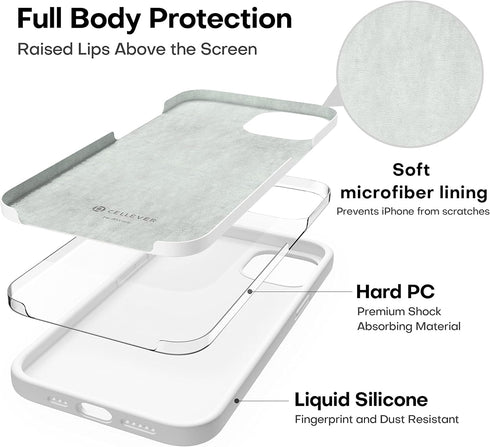 CellEver Ultra Durable Silicone Case for iPhone 13, 6.1 inch, White with Military Grade Protection & Soft Microfiber