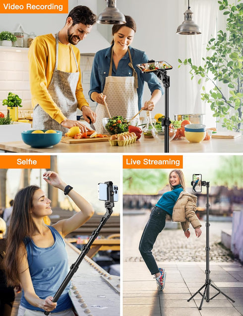 Victiv 84" 14 13 12 Phone Tripod Stand, Tall Flexible Cellphone Tripod for iPhone with Gooseneck Remote, Portable Phone