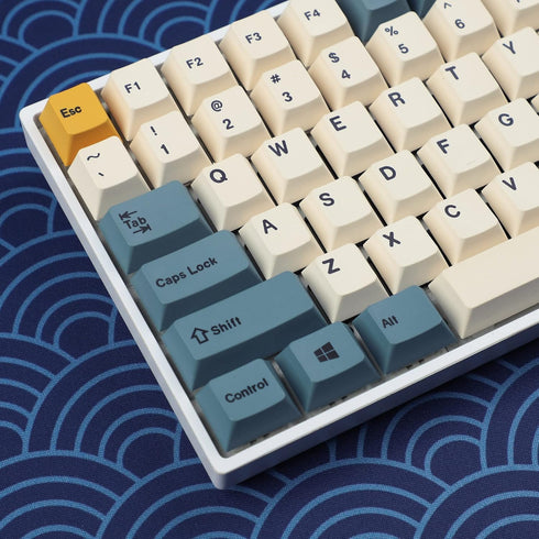 YMDK 145 Apricot Yellow Dye-Sub Mac Keycaps, Thick PBT Cherry Profile Key Caps for TKL 61 64 68 75 87 96 104 108 GMMK MX