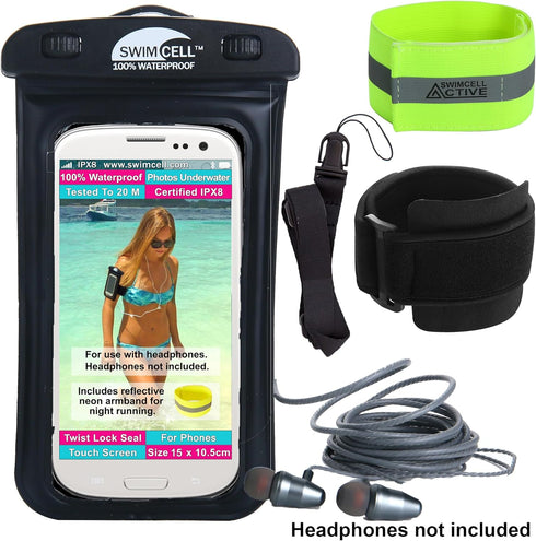 Waterproof Phone Holder Armband Case for Swimming, Running, Walking, Fits All Standard Size Phones up to 15cm
