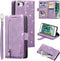 UEEBAI Wallet Case for iPhone SE 2022 5G/7/8, Retro Zipper Pocket Handbag with 9 Card Slots - Glitter Purple