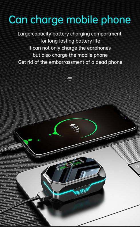 True Wireless Earbuds, 2024 Bluetooth Headphones 5.3, Waterproof Touch Control Ear Buds, Built-in Mic, LED Power