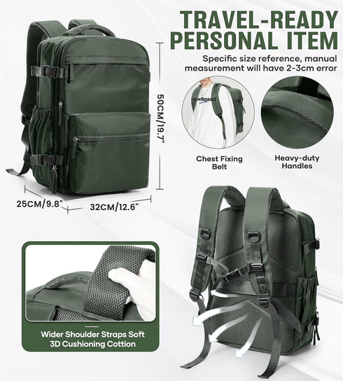 Backpack Backpacks 18x14x8 inches Daypack,BrownGreen BOXSAM Large Vacuum Travel with Pump for Women, Personal Item