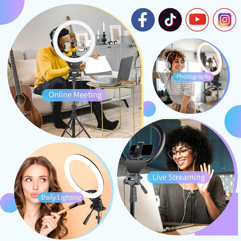 SENSYNE 12-inch 67-inch Ring Light with Selfie Stick, Tripod and Phone Holder, Selfie Remote Control Circle Light